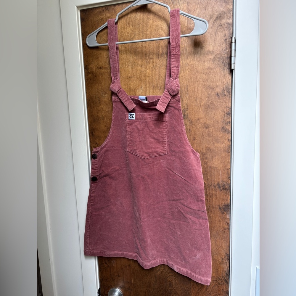 Lucy & Yak Mini Pini Dress Organic Corduroy Size Medium Brown Pink Retro